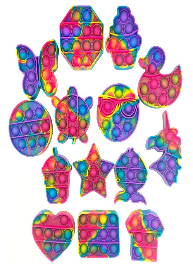 hunbath 14 Pack Pop Fidget Sensory Toys Party Favors for Kids 4-8 8-12 Year Girl Mini Fidget Toy Bulk Bubbles Popper for Valentine's Day Goodie Bag Stuffers Stress Toy for Birthday Party Favors Toddler Toys - Image 1